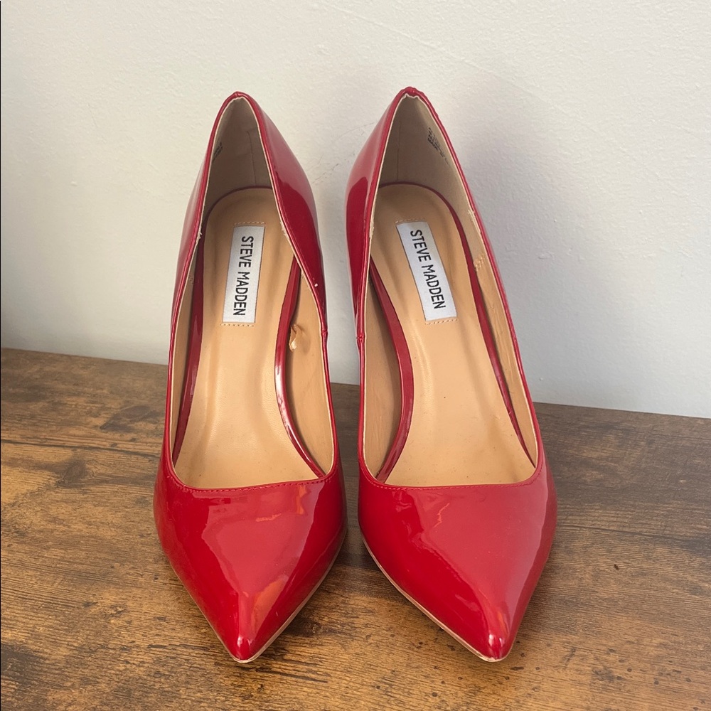 Steve Madden Glossy Red Heels - Picture 2 of 5